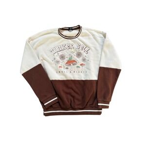Disney Our Universe Tinker Bell Small & Mighty Brown Cream Sweatshirt Medium